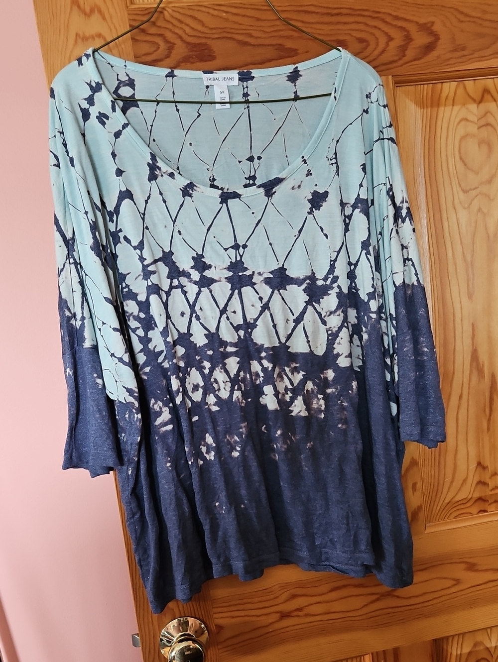 Tribal Jeans Two-Tone Scoop Neck Tunic